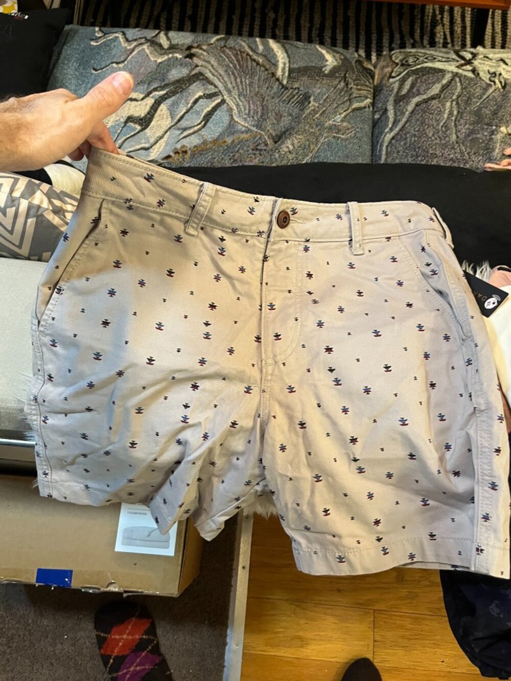 Hollister Beach Prep Fit Shorts Mens 32 Khaki Print Casual Chino Shorts